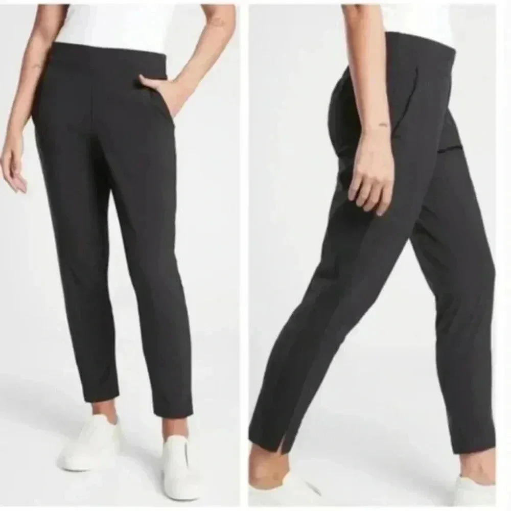 Athleta Brooklyn Ankle Pant Knit Panels Slim Leg Black Joggers